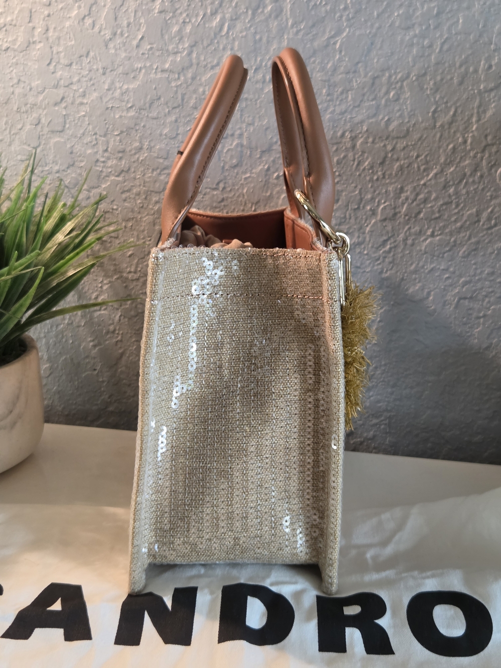 Sandro Paris New Kasbah Sequin Woven Mini Tote Crossbody Bag NWT - Picture 7 of 16